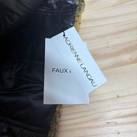 Adrienne Landau Womens One Size Faux Fur Scarf Neck Wrap Yellow Black Plaid - Picture 7 of 9